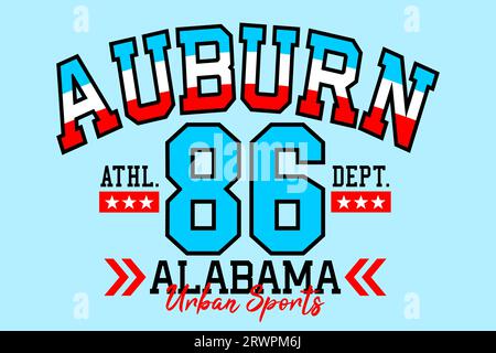 auburn86, alabama, style urbain, collège vintage pour t-shirt, affiches, étiquettes, etc. conception vectorielle Illustration de Vecteur