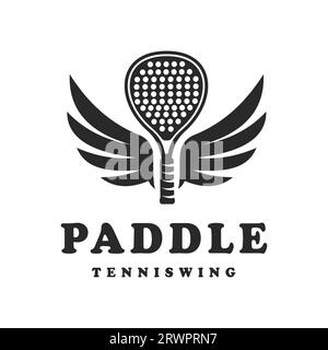 Illustration de raquette Paddle avec ailes Vintage Retro logo design Paddle Sports Illustration de Vecteur