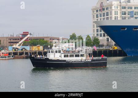 Le ferry de l'île Thompson VERS L'EXTÉRIEUR est ancré au port de croisière de Boston dans le quartier de Seaport, ville de Boston, Massachusetts ma, États-Unis. Banque D'Images