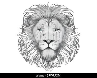 Esquisse de visage de lion dans le style doodle illustration vectorielle. Illustration de Vecteur