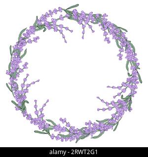 Couronne de cercle de fleur colorée lavande pour carte ou invitation. Arrière-plan vectoriel Illustration de Vecteur