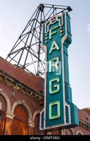 Panneau de théâtre Fargo dans le Dakota du Nord, États-Unis Banque D'Images