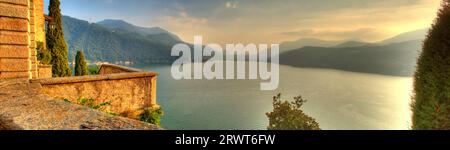 Baie panoramique de Ceresio, Tessin, Lac de Lugano Banque D'Images