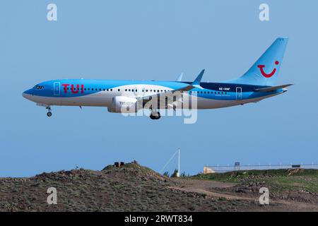 Avión de línea Boeing 737 MAX de TUI aterrizando Banque D'Images
