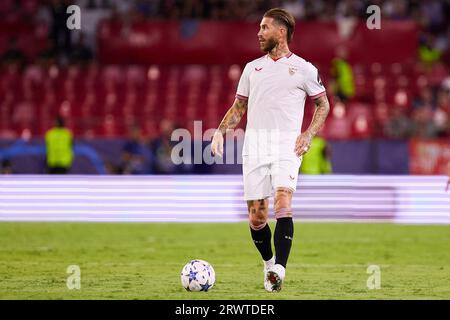 Séville, Espagne. 20 septembre 2023. Sergio Ramos (4) du Sevilla FC vu lors du match de Ligue des champions de l'UEFA entre le Sevilla FC et Lens à l'Estadio Ramon Sanchez Pizjuan à Séville. (Crédit photo : Gonzales photo/Alamy Live News Banque D'Images