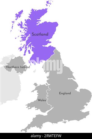 Vector isolé icône d'illustration simplifiée avec silhouette grise des provinces du Royaume-Uni de Grande-Bretagne et d'Irlande du Nord. Sélectionné admini Illustration de Vecteur