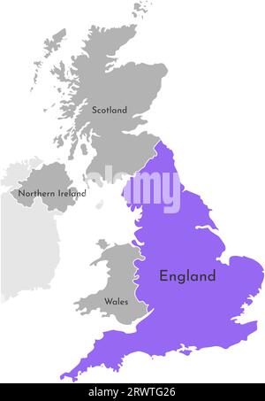 Vector isolé icône d'illustration simplifiée avec silhouette grise des provinces du Royaume-Uni de Grande-Bretagne et d'Irlande du Nord. Sélectionné admini Illustration de Vecteur