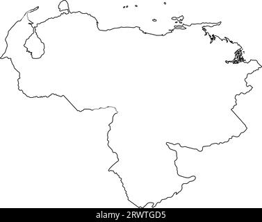 Icône d'illustration isolée vectorielle avec silhouette de ligne noire de carte simplifiée du Venezuela. Illustration de Vecteur