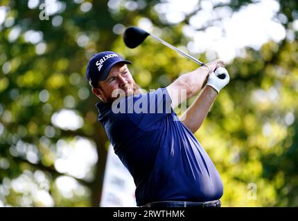 Photo de dossier datée du 14-09-2023 de Shane Lowry, qui a révélé l'idée de la Hero Cup de janvier - redonnant efficacement vie au Seve Trophy - a été formée lors du voyage en avion à la maison, les joueurs européens réalisant que plus d'expérience de jeu en équipe serait bénéfique. Date de parution : jeudi 21 septembre 2023. Banque D'Images