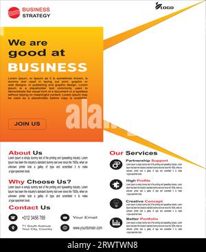 Bon à la stratégie d'entreprise futuriste éditable business flyer Illustration de Vecteur