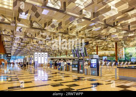 Changi, Singapour - 2 février 2023 : aéroport international de Changi terminal 3 à Singapour. Banque D'Images