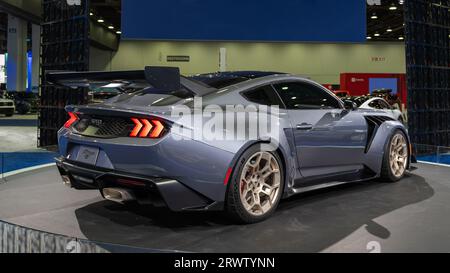 DETROIT, MI/États-Unis - 14 SEPTEMBRE 2023 : une supercar Ford Mustang GTD 2025, salon international nord-américain de l'auto de Detroit (NAIAS). Banque D'Images
