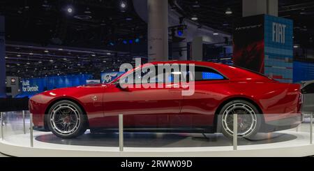 DETROIT, MI/États-Unis - 14 SEPTEMBRE 2023 : concept-car Dodge Charger Daytona SRT, North American International Detroit Auto Show (NAIAS). Banque D'Images