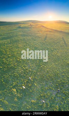 Utsukushigahara Pasture et Utsukushinotou et panorama du lever du soleil Banque D'Images