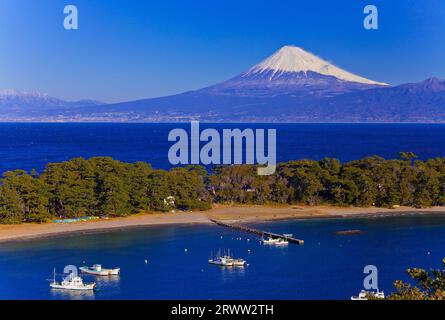 Fuji et Mihama Beach vus de Toda, Nishi-Izu Banque D'Images