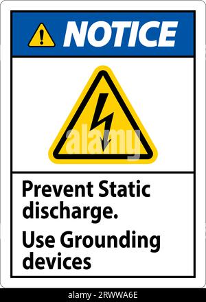 Panneau d'avertissement prévenir les décharges d'électricité statique, utiliser des dispositifs de mise à la terre Illustration de Vecteur