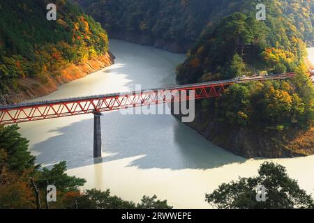 Novembre : Station Oku-Oi Lake, Oigawa Railway Igawa Line Banque D'Images