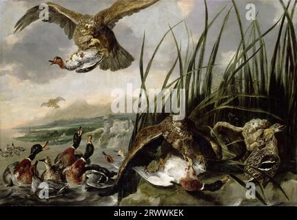 Jan Fyt -- Eagles attaquant des Canards 1650e, 133х196 Banque D'Images