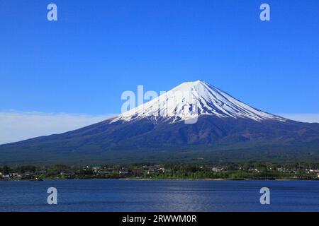 Fuji vu du parc Oishi au bord du lac Kawaguchi Banque D'Images