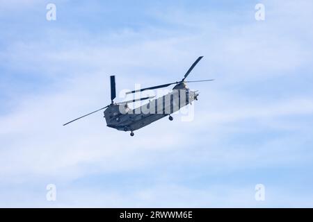 Hélicoptère RAF Chinook au salon aérien de Bournemouth en 2023 Banque D'Images