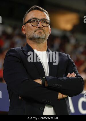 Séville, Espagne. 20 septembre 2023. Franck Haise, entraîneur du RC Lens, a joué au stade Ramon Sanchez Pizjuan le 20 septembre 2023 à Séville en Espagne lors du match de la Ligue des Champions UEFA, groupe B, entre le Sevilla FC et le RC Lens. (Photo Antonio Pozo/PRESSINPHOTO) crédit : PRESSINPHOTO SPORTS AGENCY/Alamy Live News Banque D'Images