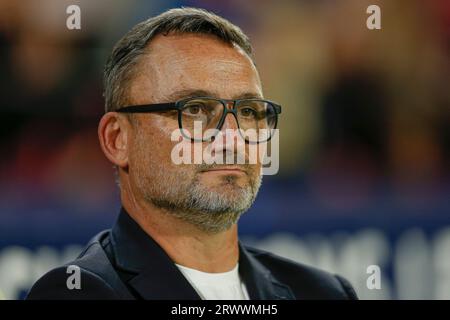 Séville, Espagne. 20 septembre 2023. Franck Haise, entraîneur du RC Lens, a joué au stade Ramon Sanchez Pizjuan le 20 septembre 2023 à Séville en Espagne lors du match de la Ligue des Champions UEFA, groupe B, entre le Sevilla FC et le RC Lens. (Photo Antonio Pozo/PRESSINPHOTO) crédit : PRESSINPHOTO SPORTS AGENCY/Alamy Live News Banque D'Images
