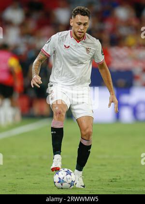 Séville, Espagne. 20 septembre 2023. Lucas Ocampos du Sevilla FC lors du match de l'UEFA Champions League, groupe B, entre le Sevilla FC et le RC Lens a joué au Ramon Sanchez Pizjuan Stadium le 20 septembre 2023 à Séville, Espagne. (Photo Antonio Pozo/PRESSINPHOTO) crédit : PRESSINPHOTO SPORTS AGENCY/Alamy Live News Banque D'Images