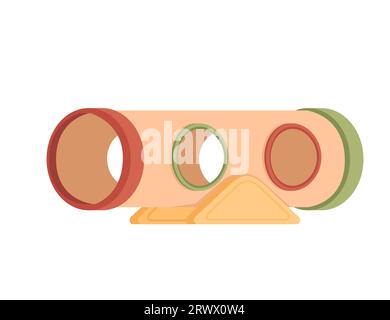 Tunnel de tube en bois pour illustration vectorielle de hamster isolé sur fond blanc Illustration de Vecteur