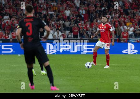 Lisbonne, Portugal. 20 septembre 2023. 20 septembre 2023. Lisbonne, Portugal. Le défenseur argentin de Benfica Nicolas Otamendi (30) en action lors du match de la Journée 1 du Groupe D pour l'UEFA Champions League, Benfica vs Red Bull Salzburg crédit : Alexandre de Sousa/Alamy Live News Banque D'Images