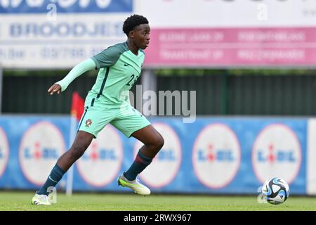 Diego coxI (23) du Portugal photographié lors d'un match amical de football entre les équipes nationales des moins de 16 ans du Danemark et du Portugal le mardi 19 septembre 2023 à Sint-Niklaas , Belgique . PHOTO SPORTPIX | David Catry Banque D'Images