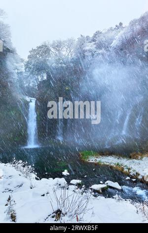 Neige à Shiraito Falls en hiver Banque D'Images