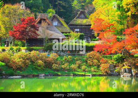 Feuilles d'automne dans le village folklorique de Hida, Hida no Sato Banque D'Images