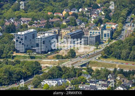 Vue aérienne, Greenstay, Seven Stones quartier, chantier et nouvelle construction d'un complexe de bâtiments en construction modulaire à la Communauté C. Banque D'Images