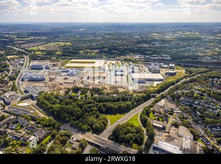 Vue aérienne, Campus O-Werk, grand chantier Mark 51/7, nouveau quartier des sciences et technologies de la construction, ancien site Opel, DHL Logistik, Laer, Banque D'Images
