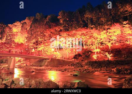 Korankei gorge illuminée de feuilles d'automne Banque D'Images