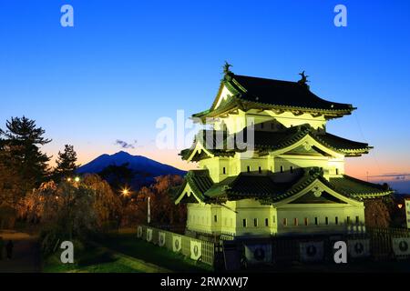 Vue de nuit sur le Honmaru du château de Hirosaki Banque D'Images