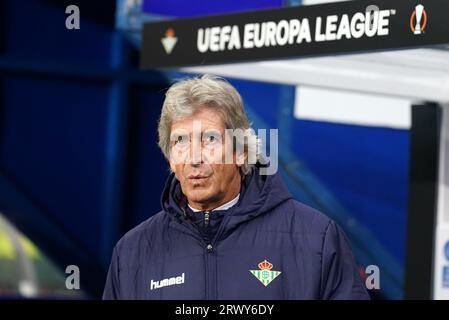 Manuel Pellegrini, entraîneur-chef du Real Betis, lors du match du groupe C de l'UEFA Europa League à l'Ibrox Stadium, Glasgow. Date de la photo : jeudi 21 septembre 2023. Banque D'Images