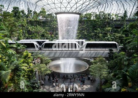 31.07.2023, Singapour, République de Singapour, Asie - visiteurs et voyageurs aériens dans le jardin intérieur de la Shiseido Forest Valley avec le Rain Vo Banque D'Images