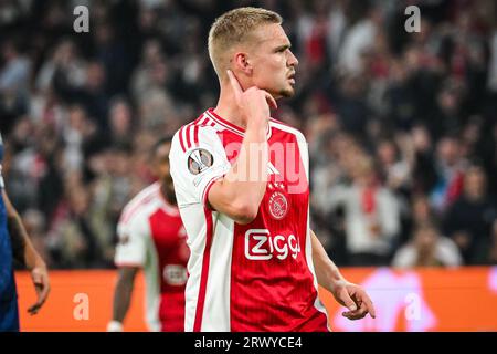 Amsterdam, pays Bas. 21 septembre 2023. Kenneth TAYLOR d'Amsterdam célèbre son but lors du match de football UEFA League Europa, Groupe B entre l'Ajax Amsterdam et l'Olympique de Marseille le 21 septembre 2023 au stade Johan Cruijff Arena d'Amsterdam, pays-Bas - photo Matthieu Mirville/DPPI crédit : DPPI Media/Alamy Live News Banque D'Images
