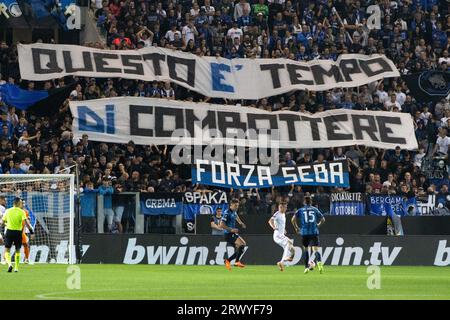 Bergame, Italie. 21 septembre 2023. Supporters d'Atalanta lors d'Atalanta BC vs Rakow Czestochowa, match de football Europa League à Bergame, Italie, septembre 21 2023 crédit : Agence de photo indépendante/Alamy Live News Banque D'Images