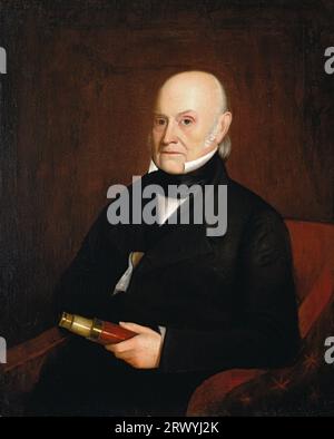 John Quincy Adams (1767 – 1848) homme d'État américain, politicien et sixième président des États-Unis, de 1825 à 1829. Portrait de Quincy Adams par William Hudson, 1844 Banque D'Images