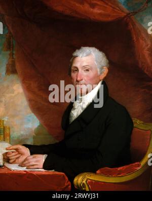 James Monroe (1758 – 1831) politicien américain, homme d'État, père fondateur et a été le cinquième président des États-Unis de 1817 à 1825, James Monroe, le cinquième président des États-Unis, James Monroe, c. 1820–1822 peinture de Gilbert Stuart Banque D'Images