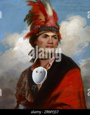 Thayendanegea ou Joseph Brant (1743 – 1807) Chef militaire et politique mohawk Chef mohawk Joseph Brant, 1785, peinture de Gilbert Stuart Banque D'Images