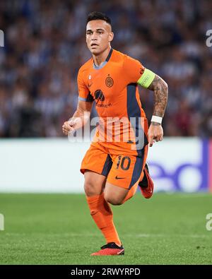 Lautaro Martinez du FC Internazionale en action lors du match de l'UEFA Champions League entre le Real Sociedad et le FC Internazionale à la Reale Arena en S. Banque D'Images