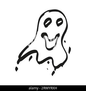 Fantôme. Style graffiti de rue. Art mural dessiné à la main Fête d'Halloween. Conception de cartes postales, flyers. Illustration vectorielle. Illustration de Vecteur