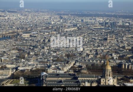 Quartier Latin - vue depuis la Tour Eiffel, Paris Banque D'Images