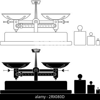 Contour d'illustration vectorielle modifiable superposée de la balance. Illustration de Vecteur