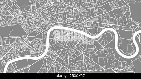 Contour d'illustration vectorielle modifiable en couches de la carte de la ville de Londres. Illustration de Vecteur