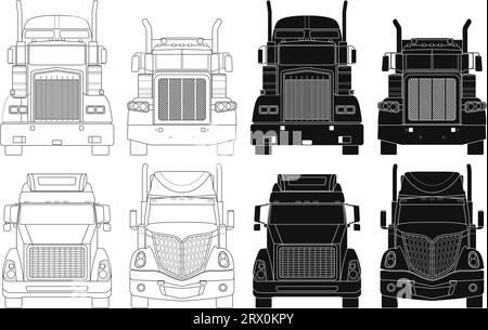 Collection d'illustrations vectorielles éditables en couches le contour avant des camions. Illustration de Vecteur