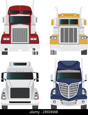 Collection d'illustrations vectorielles éditables en couches à l'avant des camions. Illustration de Vecteur